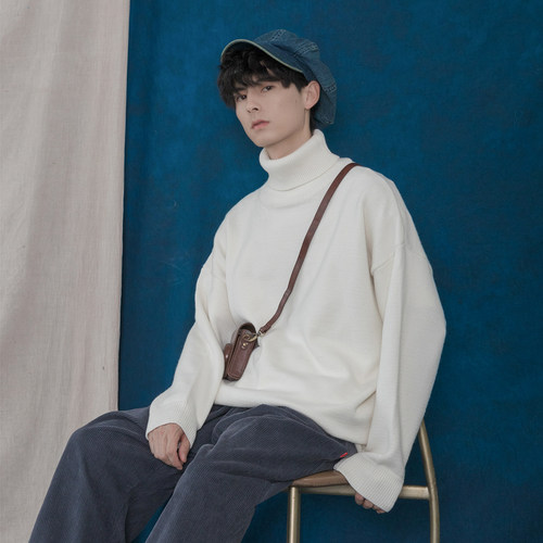 蒙马特先生 冬季纯色高领毛衣 男女百搭基础宽松堆堆领打底针织衫