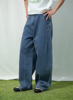 Mentmate 26SS 高级感复古立体剪裁牛仔裤男 直筒宽松休闲弯刀裤