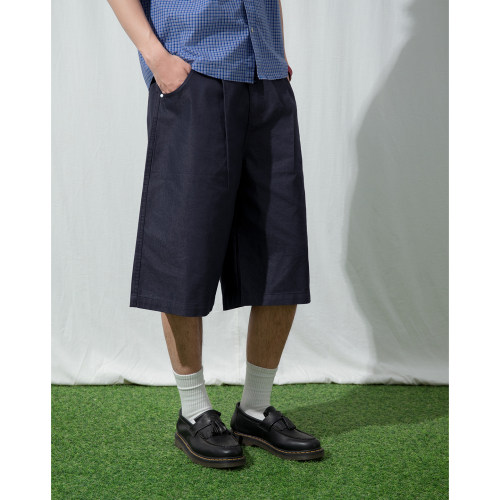 简约百搭纯色牛仔中裤男休闲裤夏