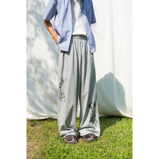 25SS 长裤 小众童趣风斑点狗印花休闲卫裤 宽松阔腿裤 男 Mentmate