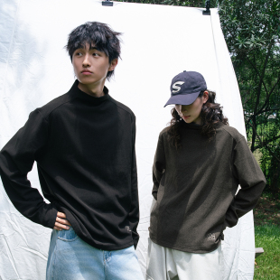 25AW 长袖 秋冬基础款 慵懒松弛高领打底衫 T恤男女 磨毛绒 Mentmate