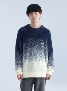 Mentmate 23AW 秋冬雪花渐变海马毛套头毛衣男女百搭慵懒圆领上衣