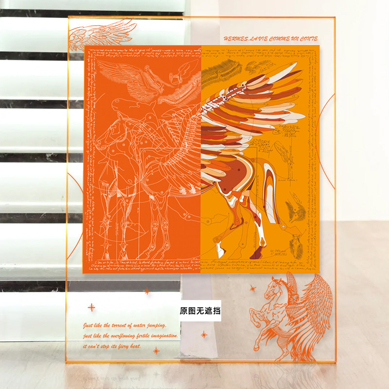 奢侈品店高档亚克力框装饰画客厅机械飞马丝巾装裱挂画咖啡厅壁画