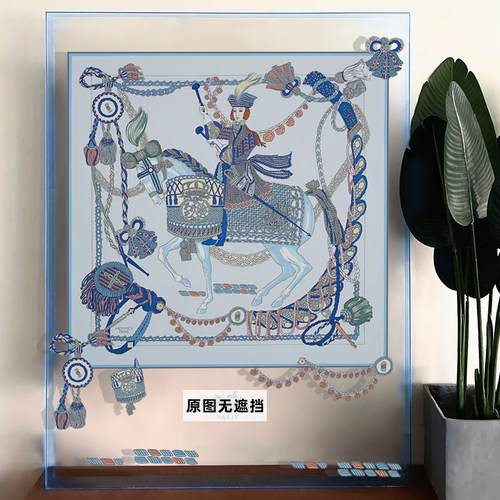 客厅轻奢亚克力框装饰画定音鼓手丝巾装裱挂画送朋友乔迁礼物摆画