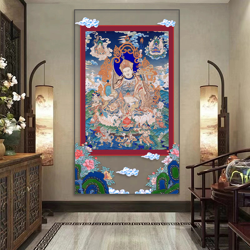 新中式酒店大堂文殊菩萨挂画客厅亚克力框装饰画餐厅茶楼唐卡壁画