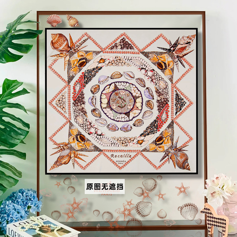 奢侈品店轻奢亚克力框装饰画民宿海螺贝壳丝巾装裱挂画潮流落地画
