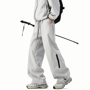 男潮牌户外运动休闲直筒冲锋裤 悟空有货美式 机能风拉链徒步登山裤