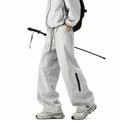 美式机能风拉链徒步登山冲锋裤男