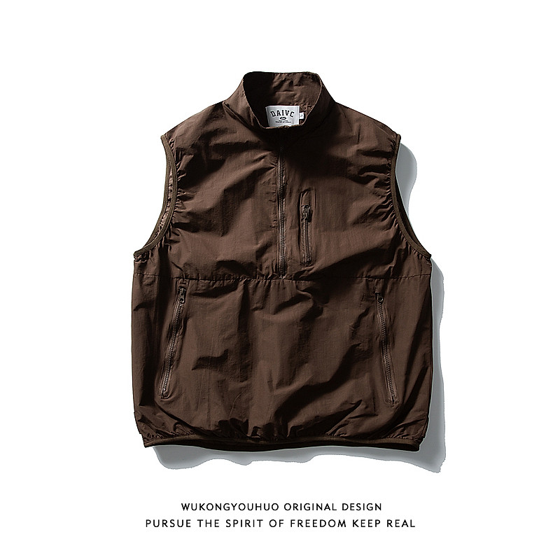 悟空有货日系复古拉链装饰马甲外套男女2026春季百搭休闲坎肩夹克,男装,背心,淘宝优惠券,粉丝福利购,淘宝优惠卷