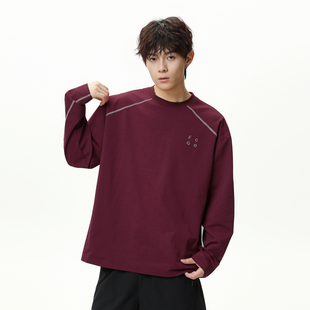 悟空有货撞色明线分割速干长袖 T恤男女潮牌宽松插肩百搭休闲体恤