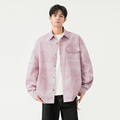 外套男女潮牌宽松百搭情侣衬衣 扎染印花牛仔衬衫 悟空有货秋季 新款