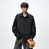 悟空有货春季 衬衣 男女潮牌口袋宽松休闲工装 复古简约纯色长袖 衬衫