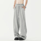 男女潮牌拼接宽松阔腿垂感长裤 悟空有货美式 重磅cleanfit灰色卫裤