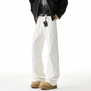 男复古cleanfit百搭牛仔休闲长裤 裤 潮牌拼接微喇工装 悟空有货美式