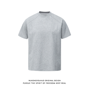 tee T恤男潮牌宽松情侣休闲百搭半袖 悟空有货美式 街头解构拼接短袖