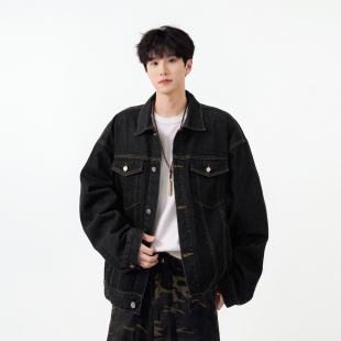 悟空有货复古潮牌水洗做旧牛仔外套男女秋季街头宽松百搭休闲夹克