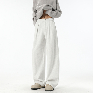 男复古宽松阔腿百搭休闲裤 悟空有货潮牌美式 纯色重磅垂感运动卫裤