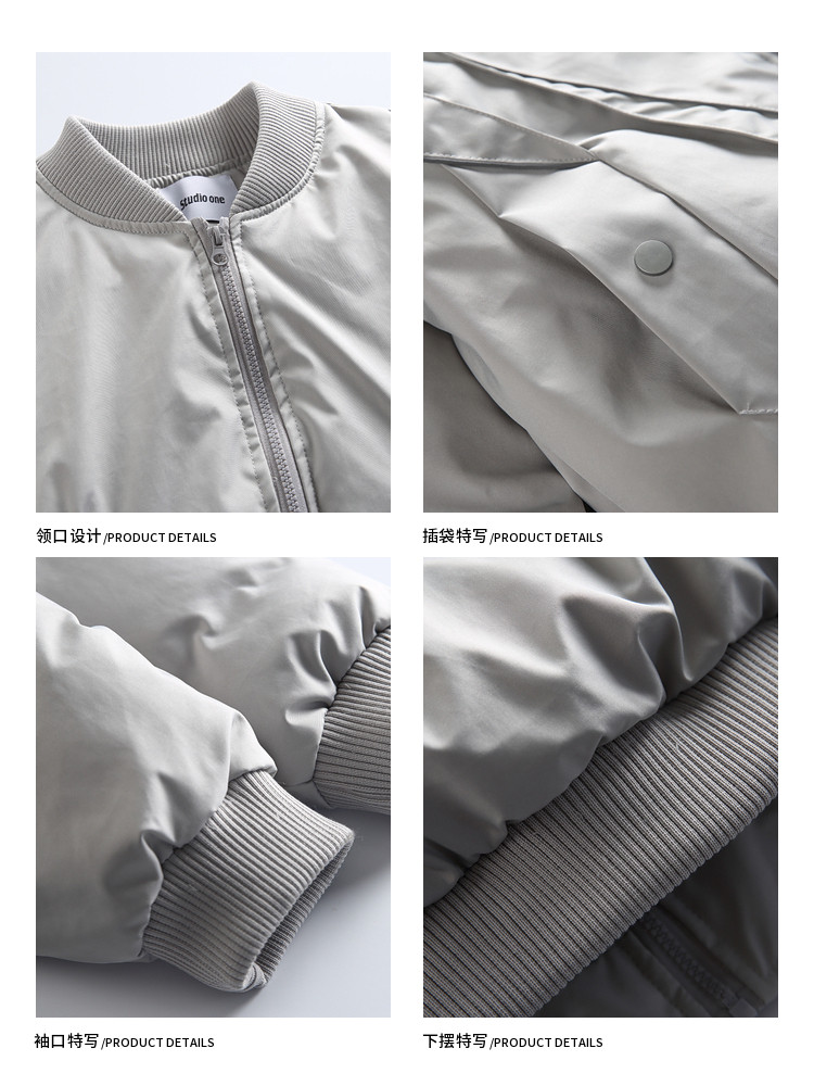 WUKONG IS WINTER AMERICAN RETRO SOLID COLOR BOMBER JACKET MENS FASHION BRAND LOOSE THICKENED WARM COTTON JACKET