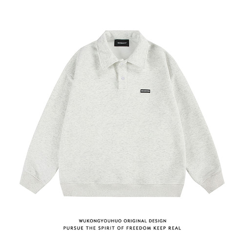 复古潮牌基础纯色POLO衫卫衣