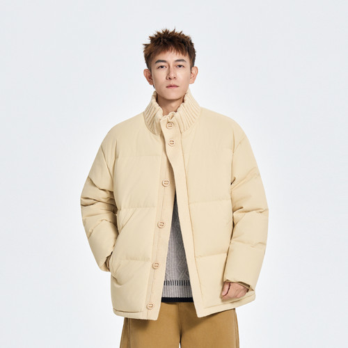 潮牌冬季拼接加厚立领棉服男女