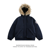 悟空有货潮牌重工大毛领连帽派克服男女冬季 户外工装 加厚棉服外套