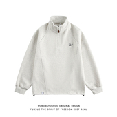 悟空有货秋季 简约刺绣立领半拉链卫衣男潮牌宽松休闲百搭运动上衣