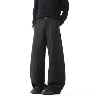 男女复古宽松百搭阔腿休闲长裤 悟空有货美式 潮牌解构弯刀垂感西裤