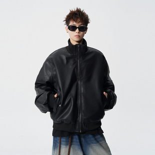 悟空有货冬季 复古情侣加厚外套 潮牌PU皮防风保暖机车棉服男女美式