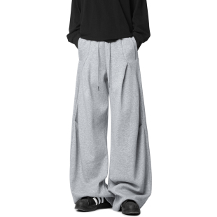 男潮牌高街宽松休闲直筒运动裤 悟空有货美式 小众解构剪裁弯刀卫裤