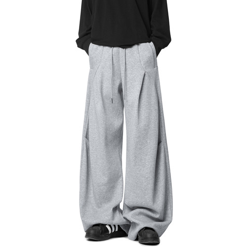 美式小众解构剪裁阔腿弯刀卫裤男