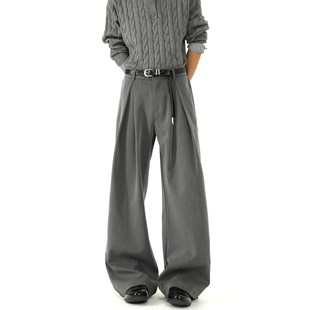 男街头宽松百搭阔腿休闲长裤 悟空有货潮牌美式 高级感直筒垂感西裤