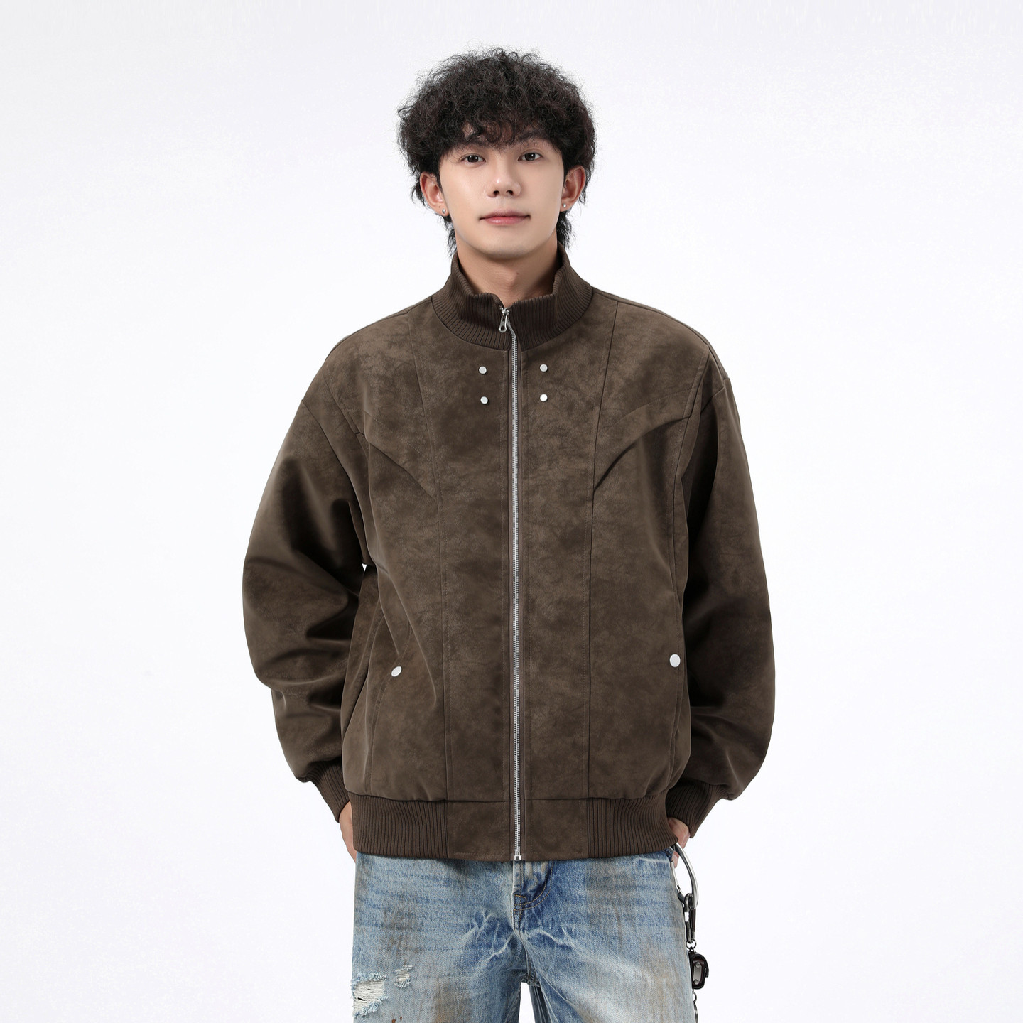 悟空有货潮牌美式解构麂皮绒立领机车服男女春季复古宽松百搭外套,男装,夹克,淘宝优惠券,粉丝福利购,淘宝优惠卷