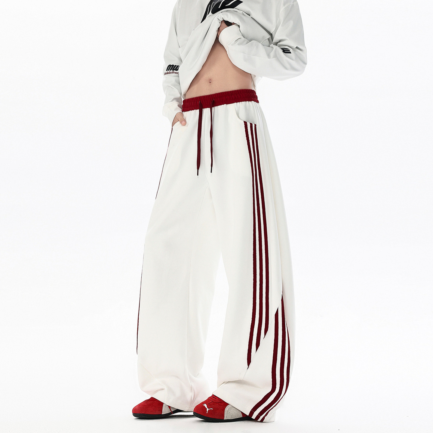 悟空有货潮牌美式复古条纹抽绳松紧运动卫裤男宽松潮流百搭休闲裤,男装,卫裤,淘宝优惠券,粉丝福利购,淘宝优惠卷