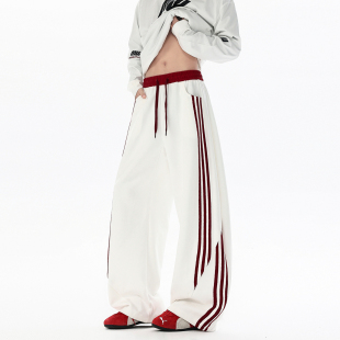 男宽松潮流百搭休闲裤 悟空有货潮牌美式 复古条纹抽绳松紧运动卫裤