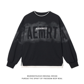 悟空有货欧美嘻哈喷绘字母印花圆领卫衣男潮牌宽松情侣休闲打底衫