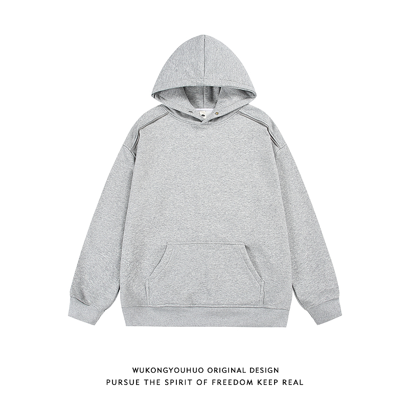 悟空有货美式高街解构加绒连帽卫衣男潮牌宽松情侣休闲百搭套头衫