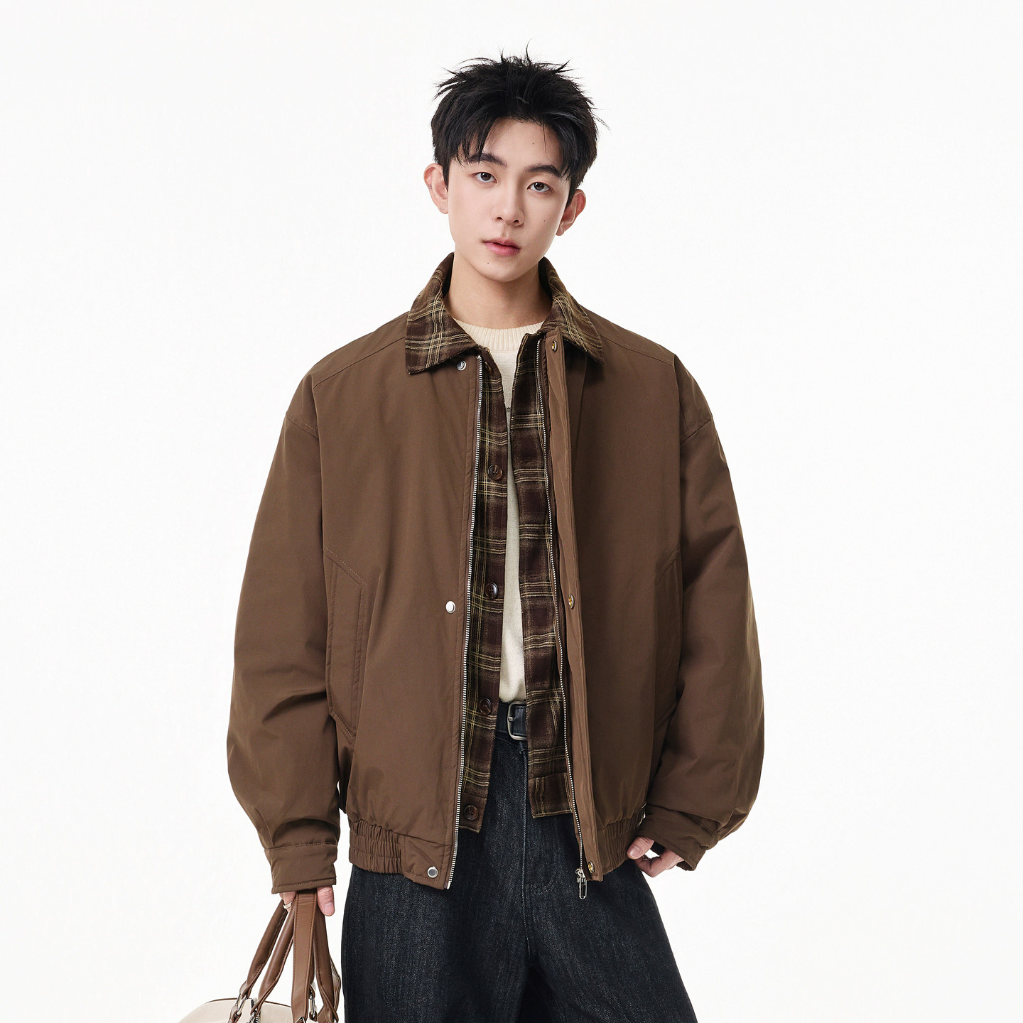 悟空有货美式复古格子假两件棉衣男潮牌宽松夹棉保暖情侣棉服外套,男装,棉衣,淘宝优惠券,粉丝福利购,淘宝优惠卷