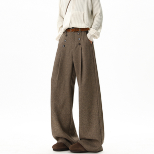 悟空有货复古高级感直筒垂感西裤 男潮牌宽松阔腿百搭休闲拖地长裤