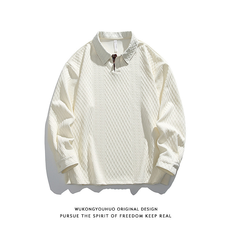 悟空有货潮牌复古肌理感纯色POLO领卫衣男女秋季情侣宽松百搭上衣,男装,Polo衫,淘宝优惠券,粉丝福利购,淘宝优惠卷