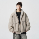 悟空有货美式 潮牌保暖百搭棉衣外套 大理石座山雕连帽棉服男女冬季