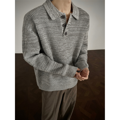 复古老钱风POLO领毛衣男潮牌