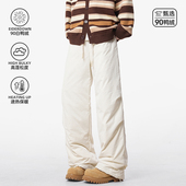 男复古潮牌情侣加厚滑雪长裤 悟空有货冬季 90白鸭绒保暖直筒羽绒裤