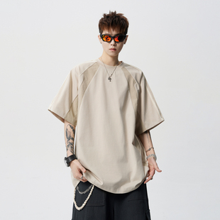 tee T恤男潮牌bf风宽松情侣半袖 悟空有货夏季 嘻哈织带撞色拼接短袖