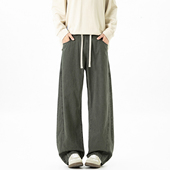 男复古宽松阔腿百搭长裤 悟空有货潮牌美式 解构拼接水洗直筒休闲裤