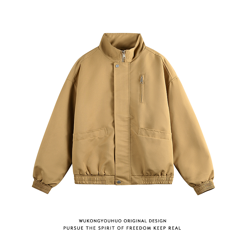 美式复古巴恩风bomber立领夹克男
