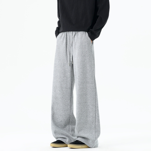 男复古宽松百搭阔腿休闲裤 悟空有货潮牌美式 纯色直筒垂感运动卫裤