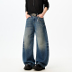 男街头宽松阔腿百搭拖地长裤 悟空有货潮牌美式 水洗做旧弯刀牛仔裤