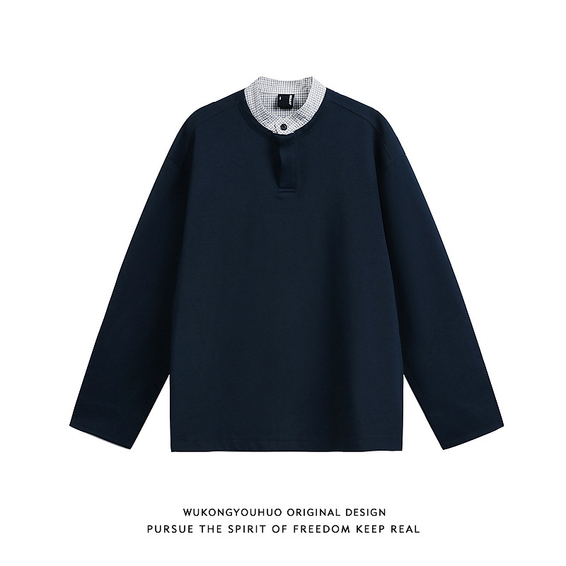 悟空有货春季复古格子拼接假两件长袖T恤男潮牌情侣宽松百搭上衣,男装,T恤,淘宝优惠券,粉丝福利购,淘宝优惠卷