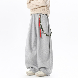 男女复古宽松阔腿百搭休闲裤 悟空有货美式 高街腰绳设计感弯刀卫裤