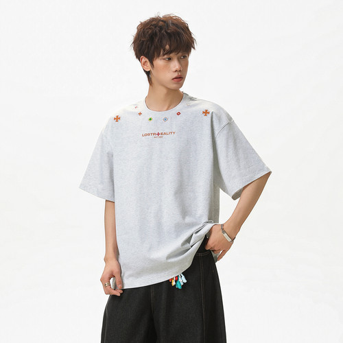 美式潮牌夏季印花圆领短袖T恤男